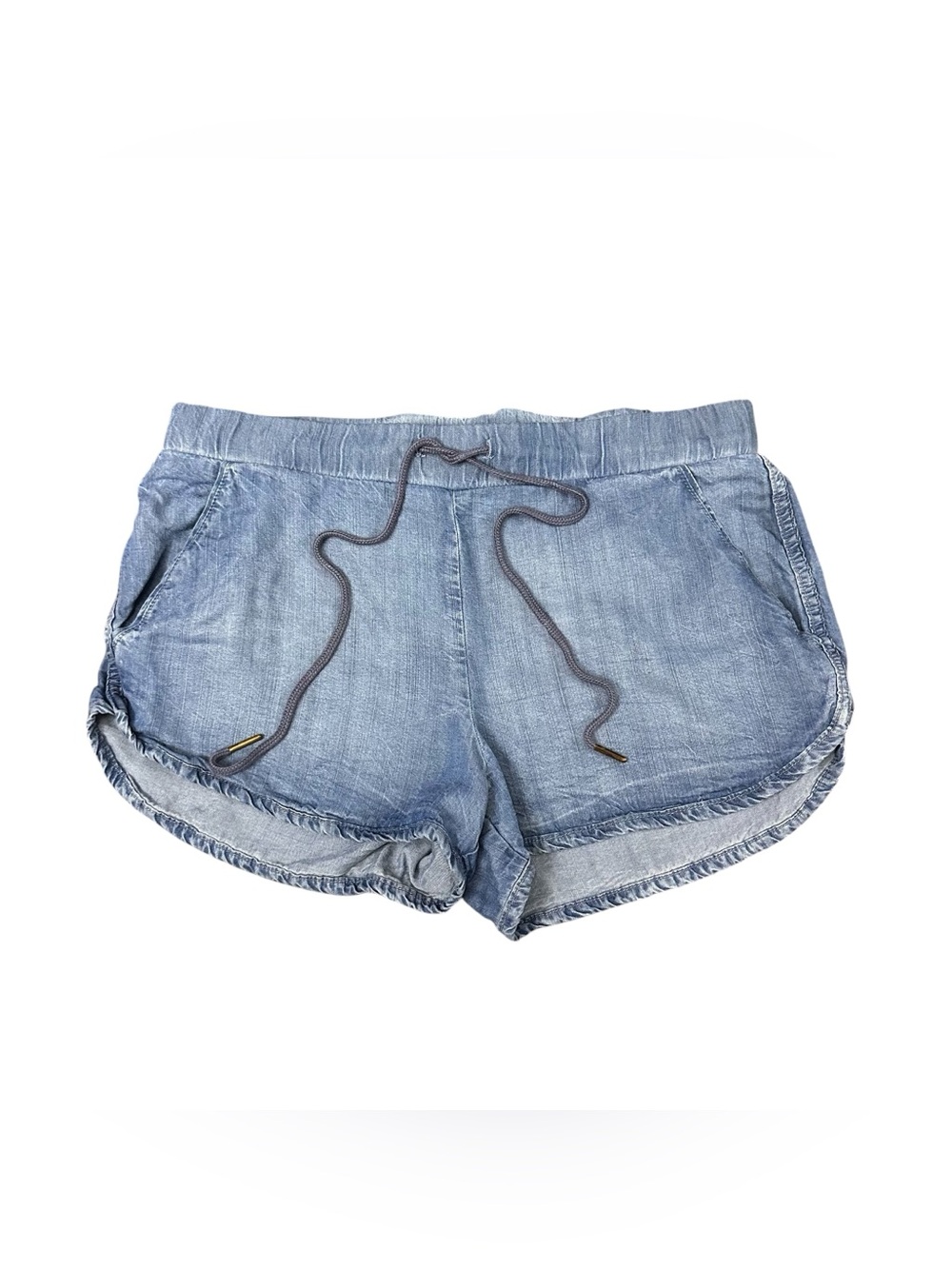 Gianni Bini Womens Medium Chambray Shorts Tencel Pull On Drawstring Made USA